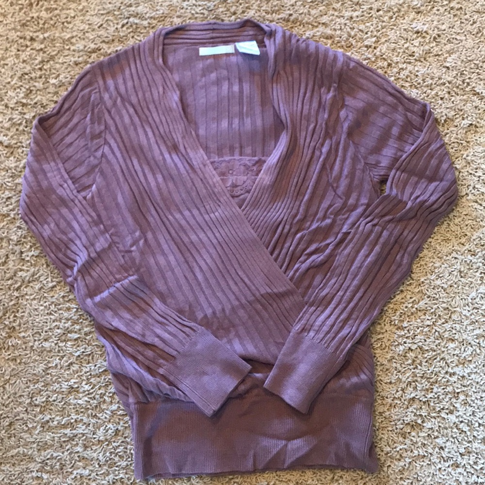Never Worn Lavender Faux Wrap Sweater with Cami 10